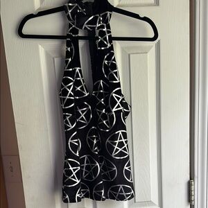 KILLSTAR Black and Silver Pentagram Halter Top
